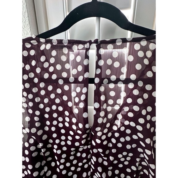 Calvin Klein Women's Burgandy White Polkadot Sleeveless Midi Dress Size 16 NEW - Picture 7 of 13